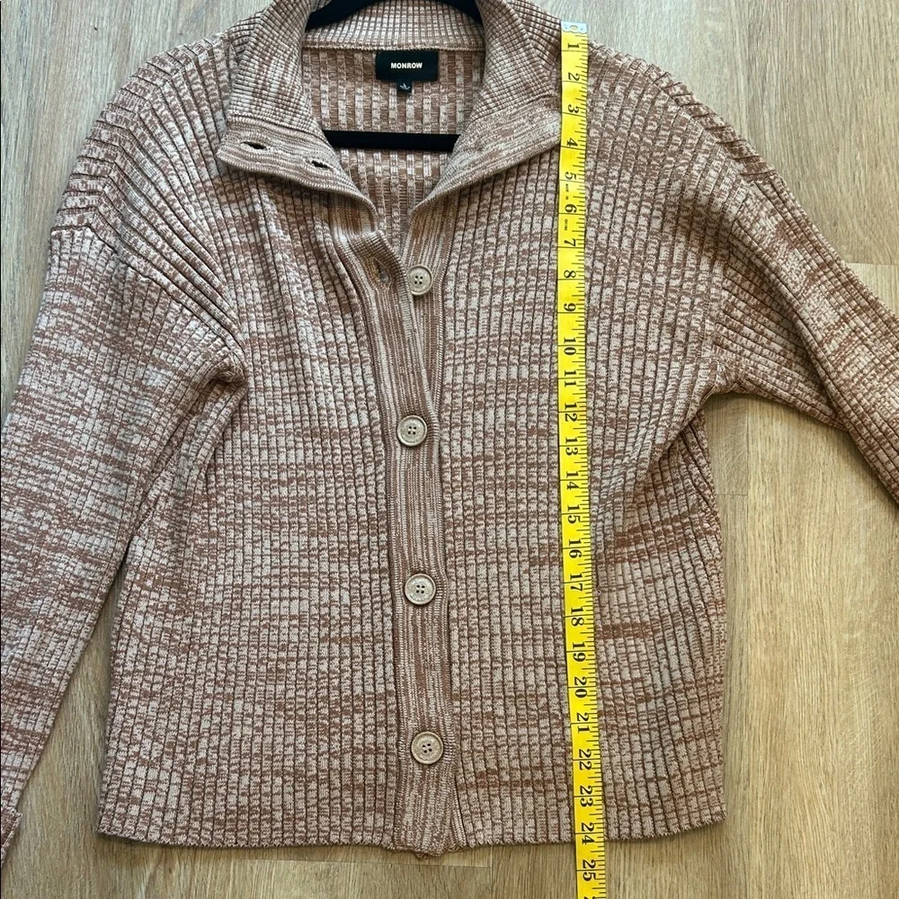 Monrow Brown Textured Knit Cardigan